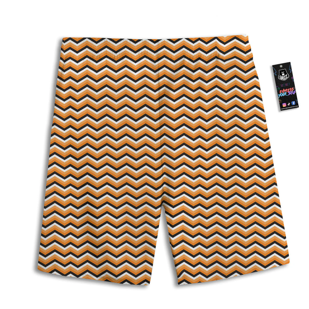 Zig Zag Halloween Print Pattern Men's Athletic Shorts - Image 2