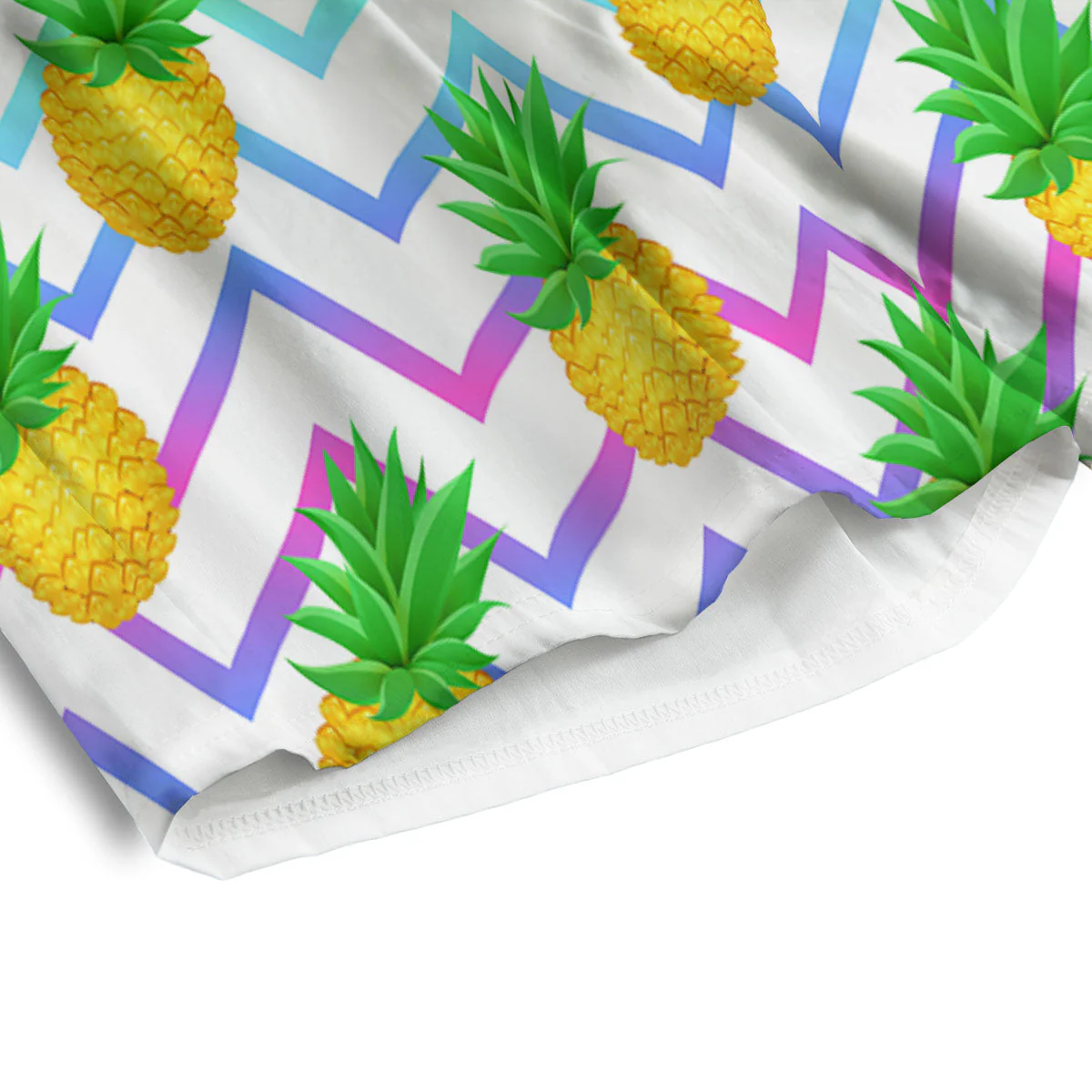 Zig Zag Neon Pineapple Print Pattern Men's Athletic Shorts - Image 4