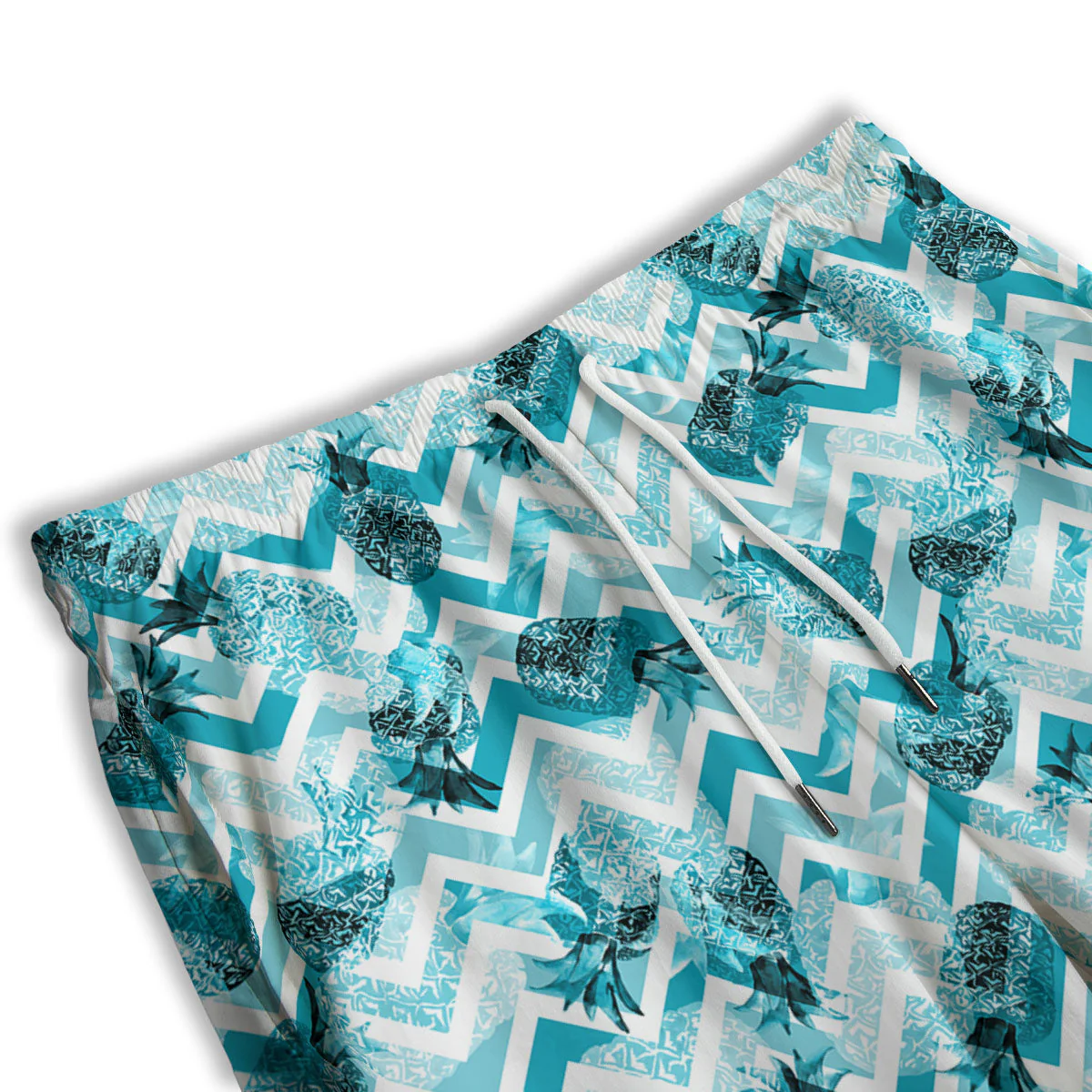 Zig Zag Pastel Pineapple Print Pattern Men's Athletic Shorts - Image 3