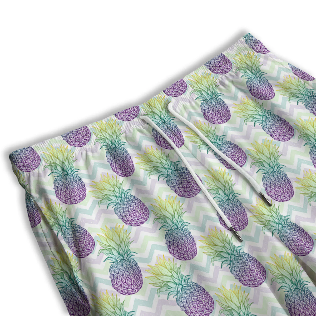 Zig Zag Pineapple Bright Print Pattern Men's Athletic Shorts - Image 3