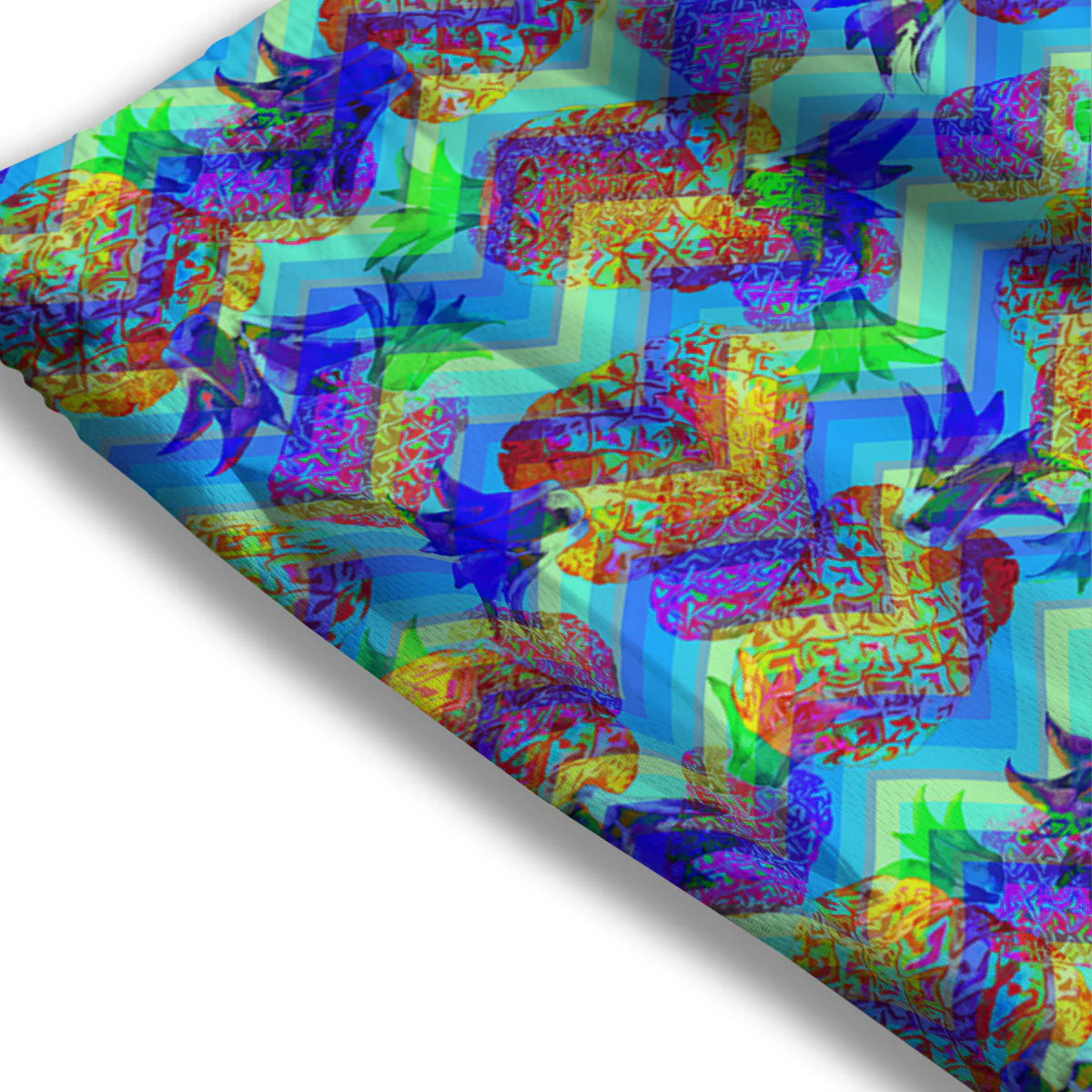 Zig Zag Pineapple Neon EDM Print Pattern Mesh Shorts - Image 3