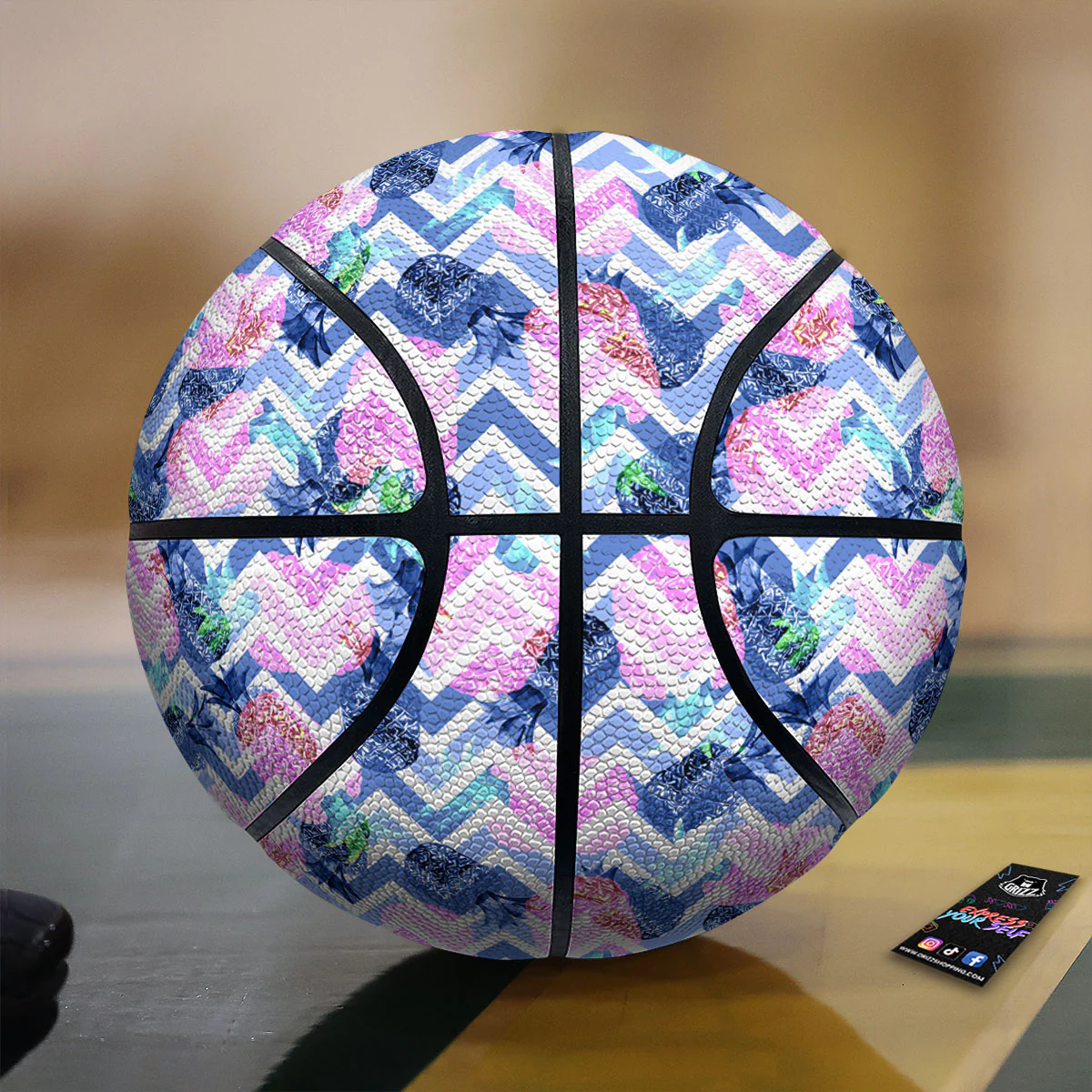 Zig Zag Pineapple Purple Print Pattern Basketball