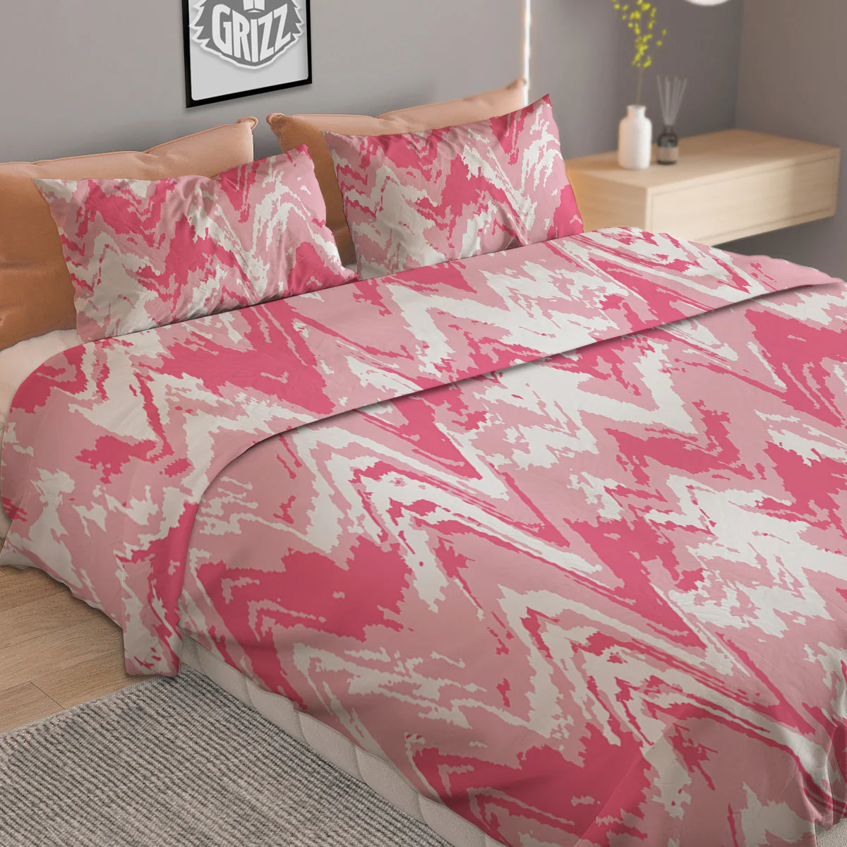 Zigzag Abstract Stripes Pink Print Pattern Duvet Cover Bedding Set - Image 2