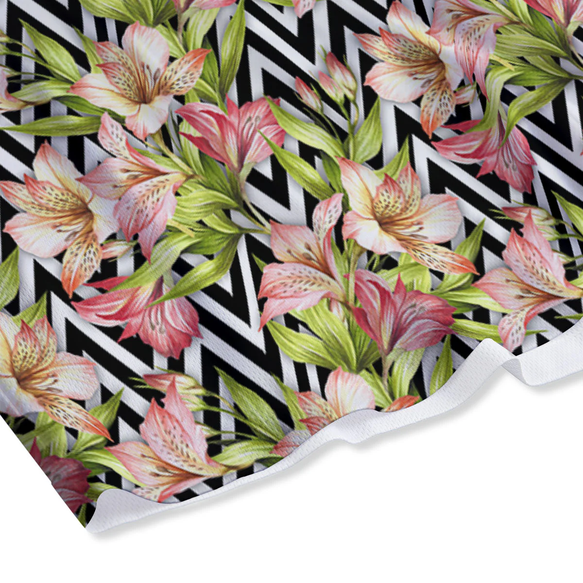Zigzag Alstroemeria Pastel Print Pattern Mesh Shorts - Image 4