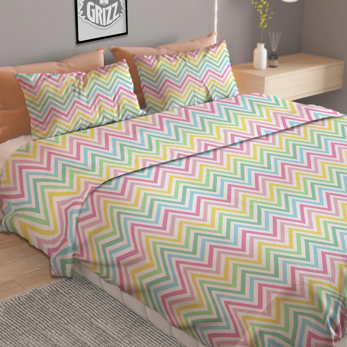 Zigzag Colorful Print Pattern Duvet Cover Bedding Set - Image 2