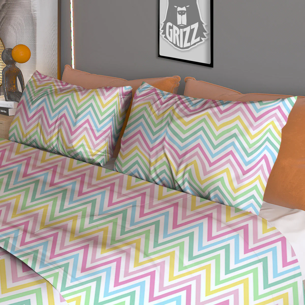Zigzag Colorful Print Pattern Duvet Cover Bedding Set - Image 3