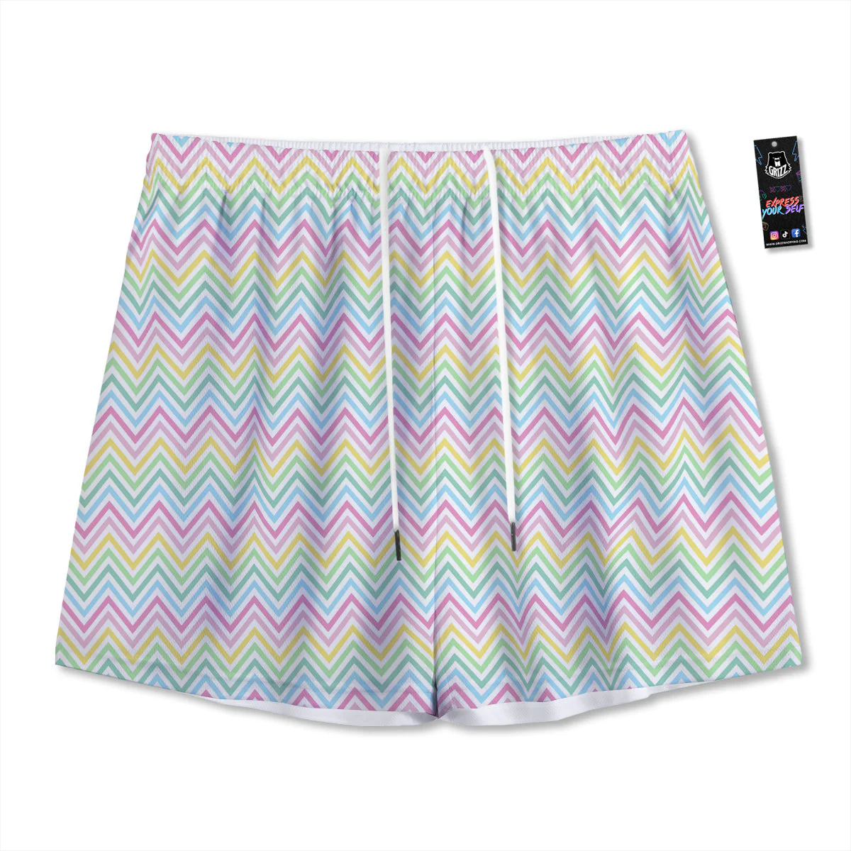 Zigzag Colorful Print Pattern Mesh Shorts