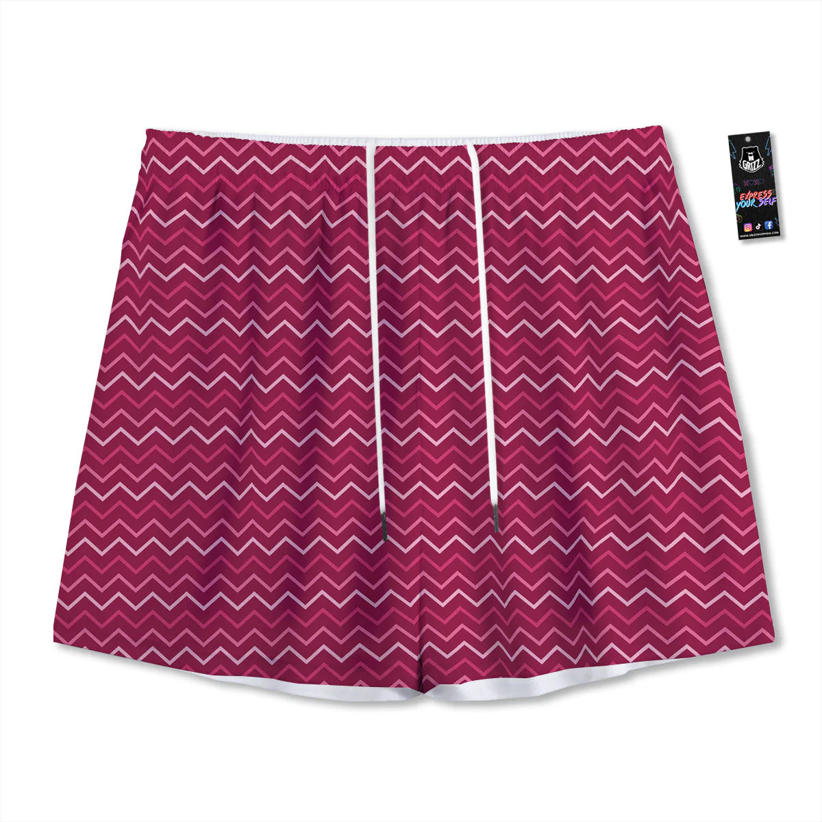 Zigzag Magenta Pink Print Pattern Mesh Shorts
