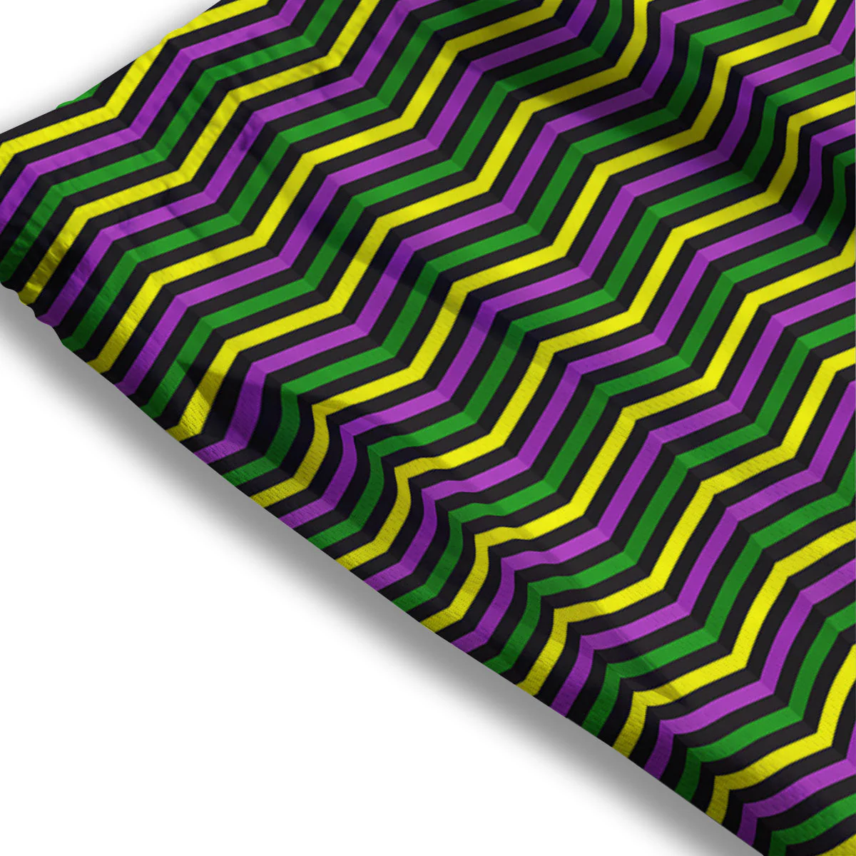 Zigzag Mardi Gras Print Pattern Mesh Shorts - Image 3
