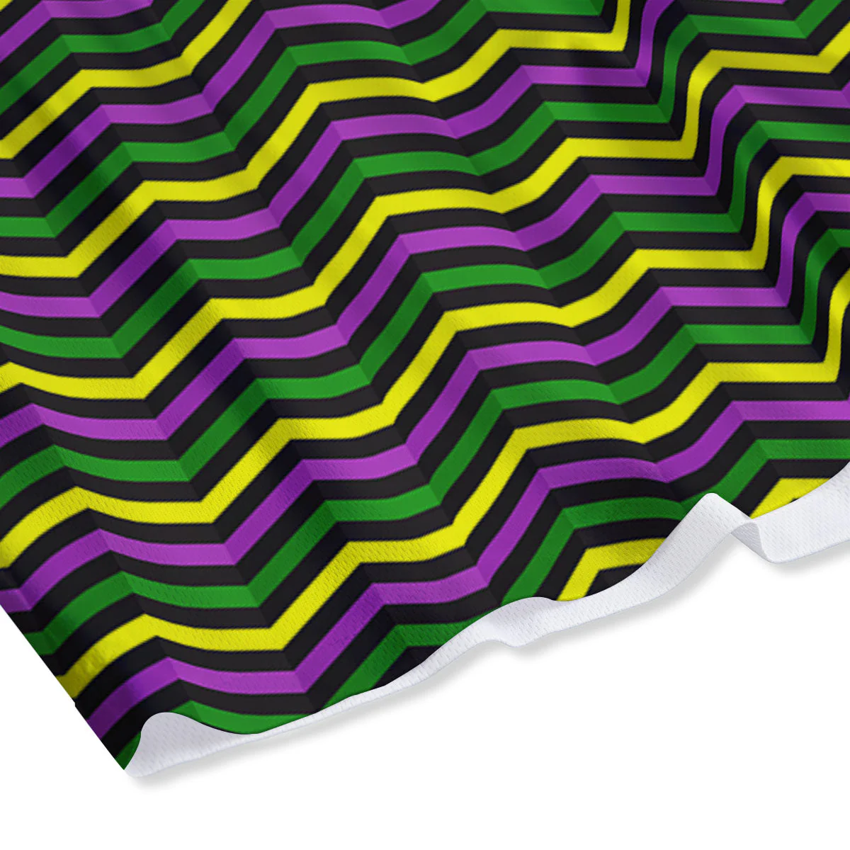 Zigzag Mardi Gras Print Pattern Mesh Shorts - Image 4