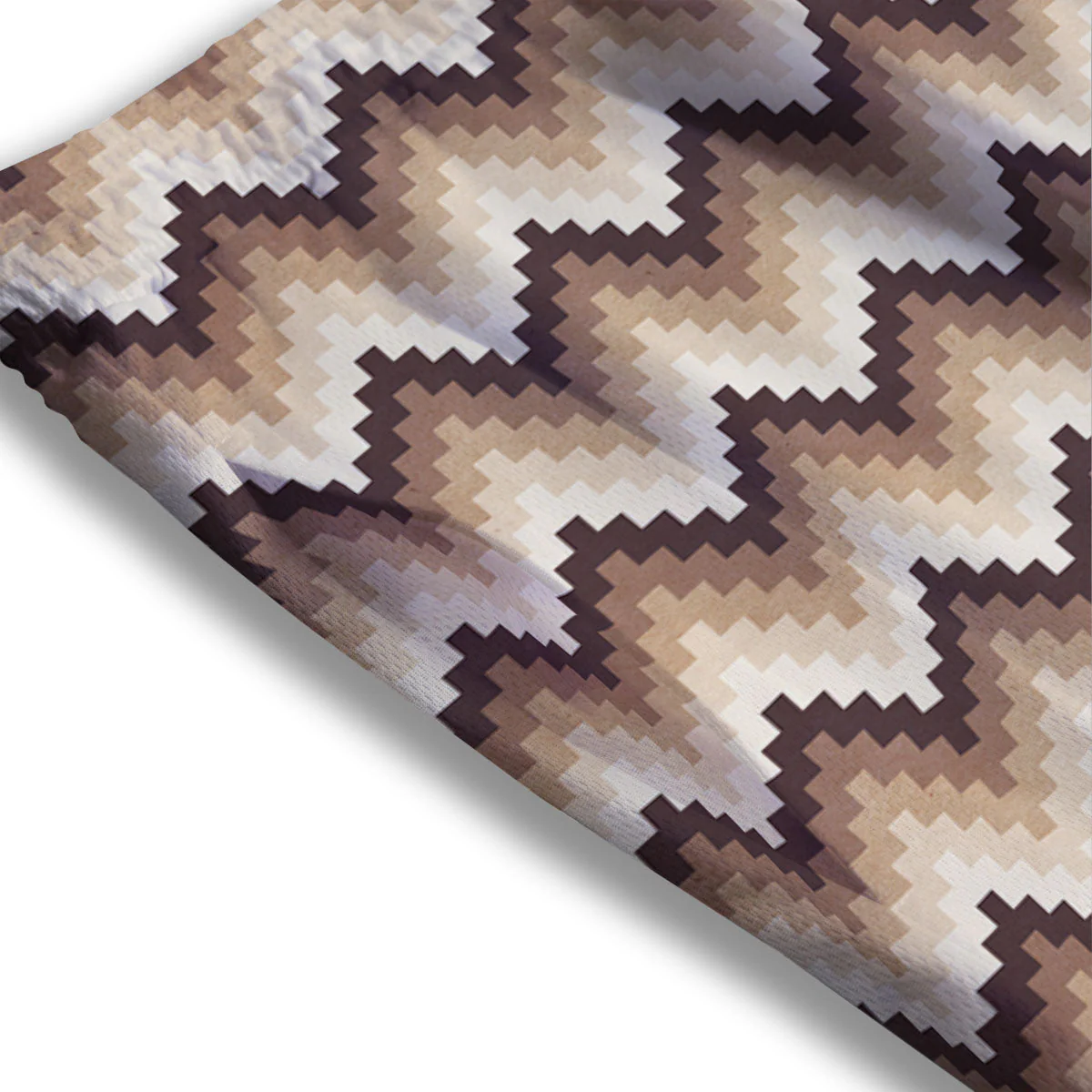 Zigzag Pixel Print Pattern Mesh Shorts - Image 3