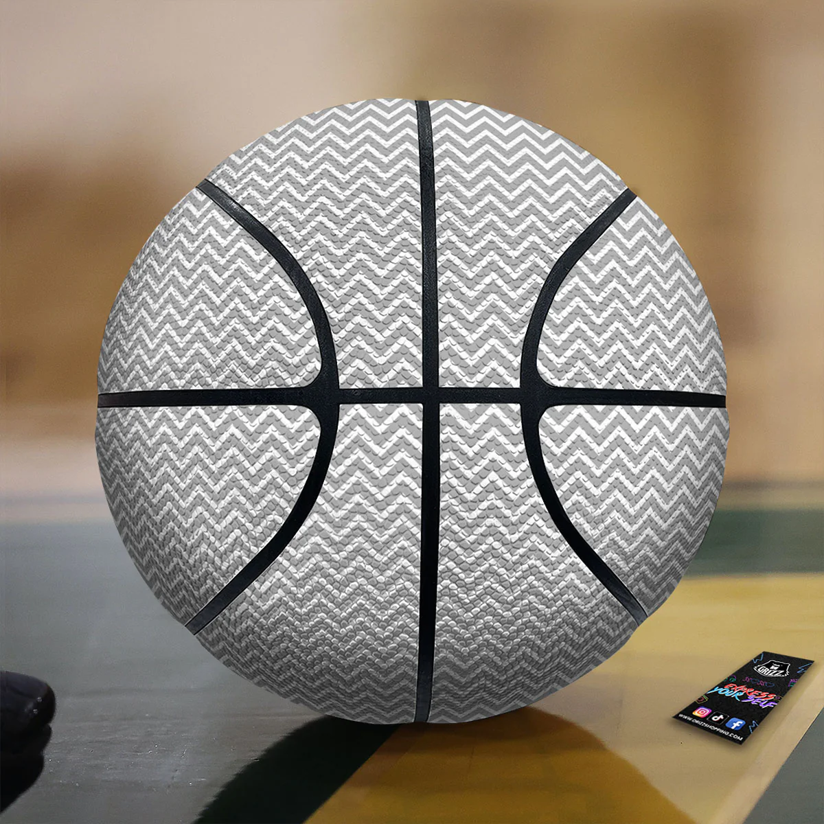 Zigzag White And Grey Print Pattern Basketball