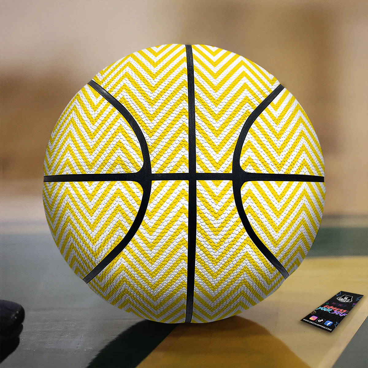 Zigzag Yellow And White Print Pattern Basketball