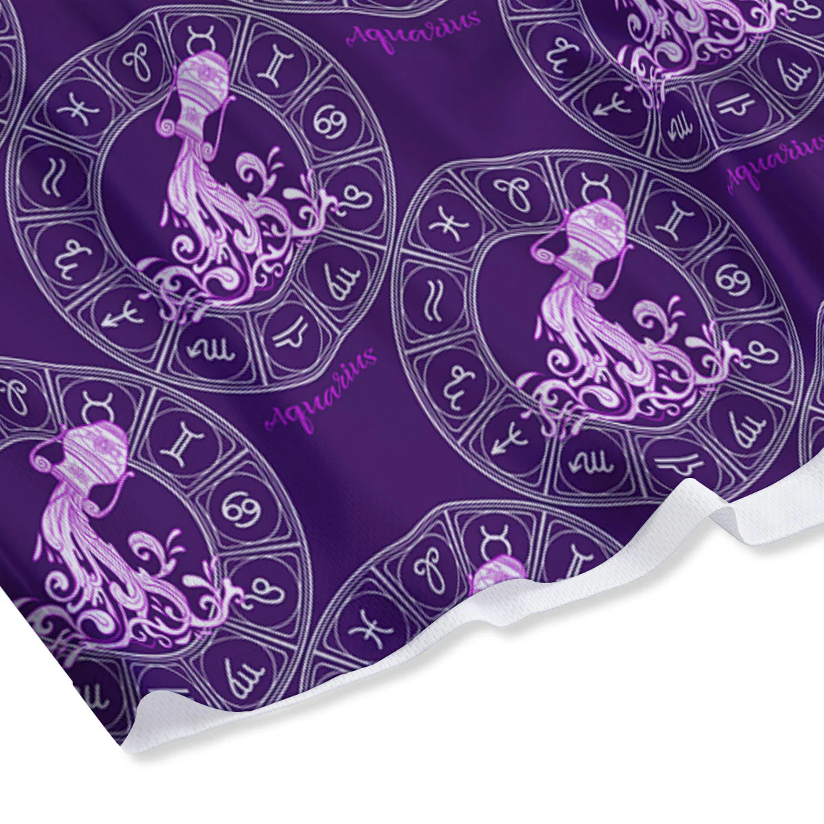 Zodiac Aquarius Purple Print Pattern Mesh Shorts - Image 4