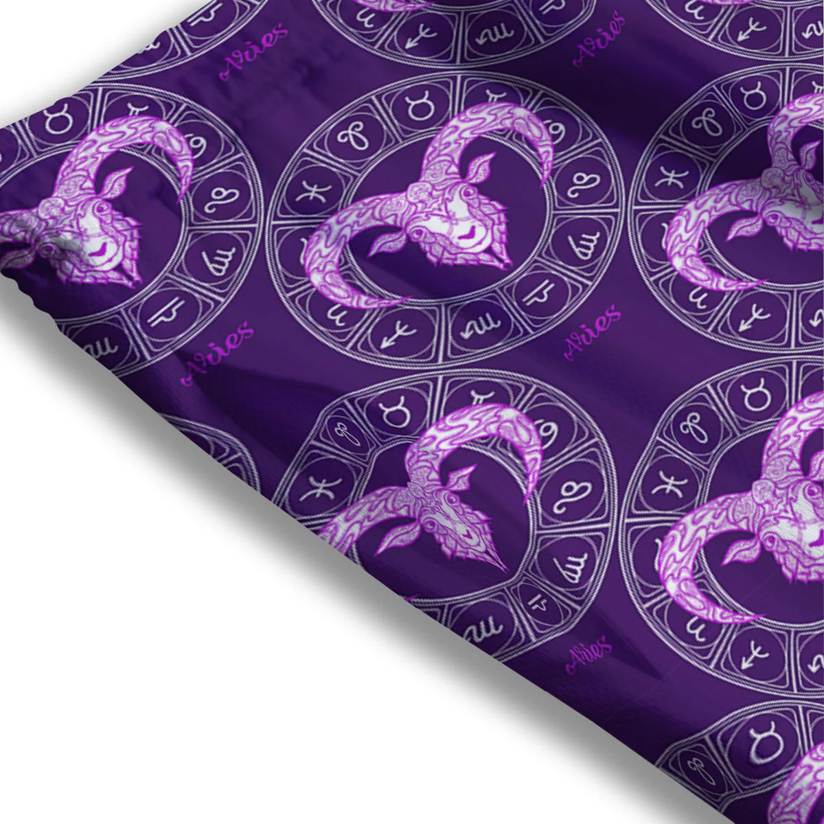 Zodiac Aries Purple Print Pattern Mesh Shorts - Image 2