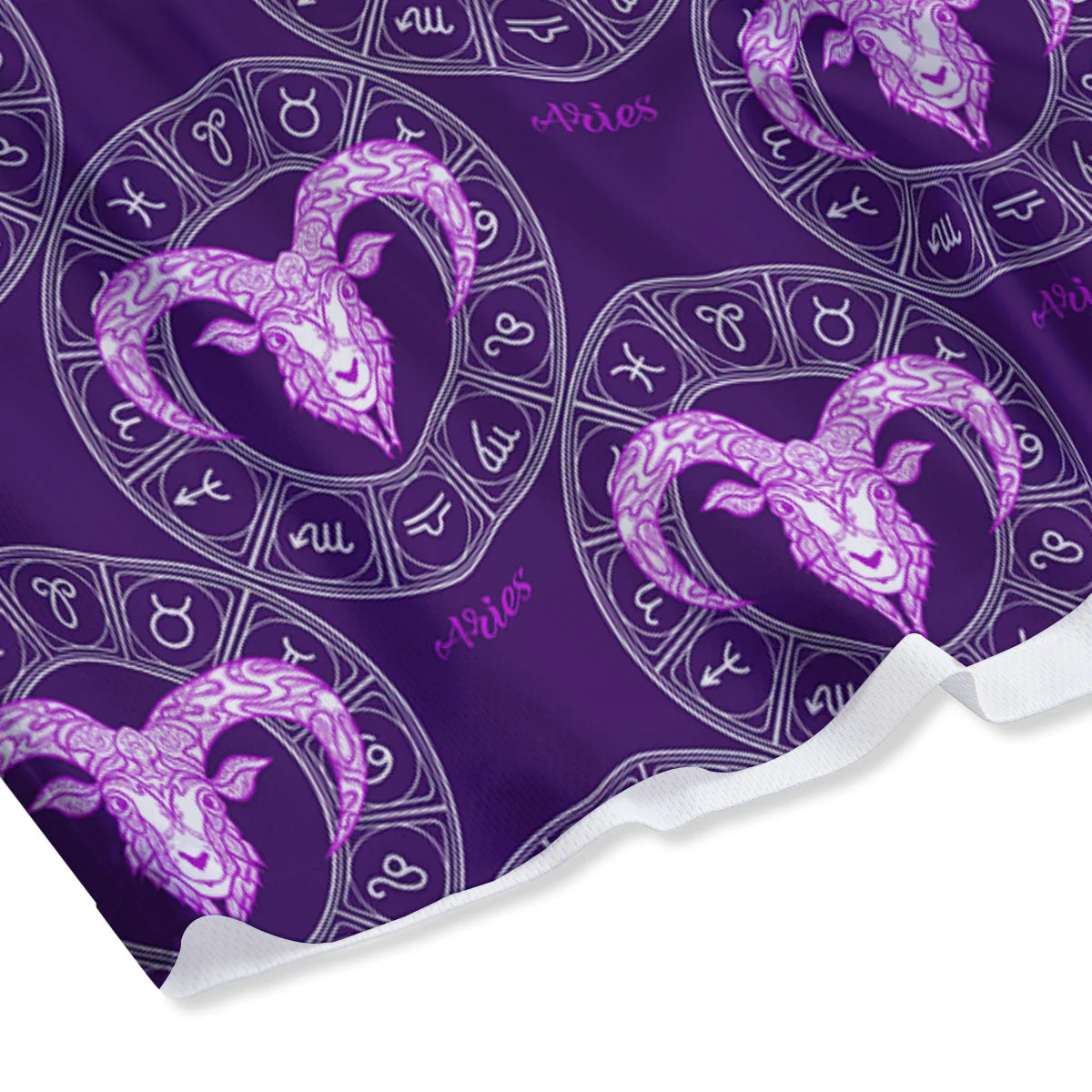 Zodiac Aries Purple Print Pattern Mesh Shorts - Image 3