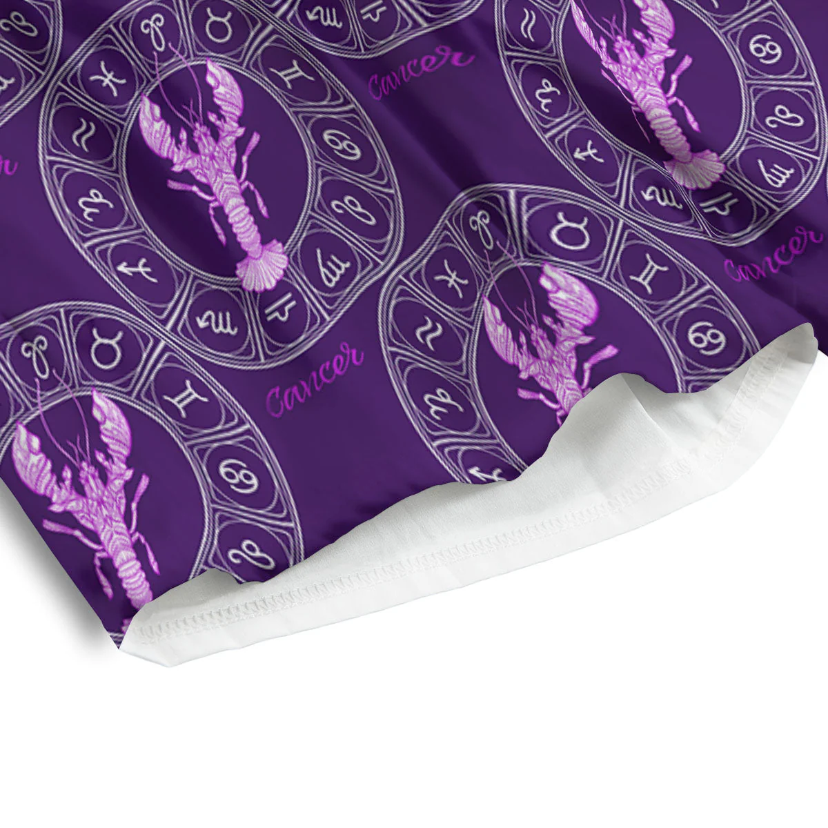 Zodiac Cancer Purple Print Pattern Men's Athletic Shorts - Image 4