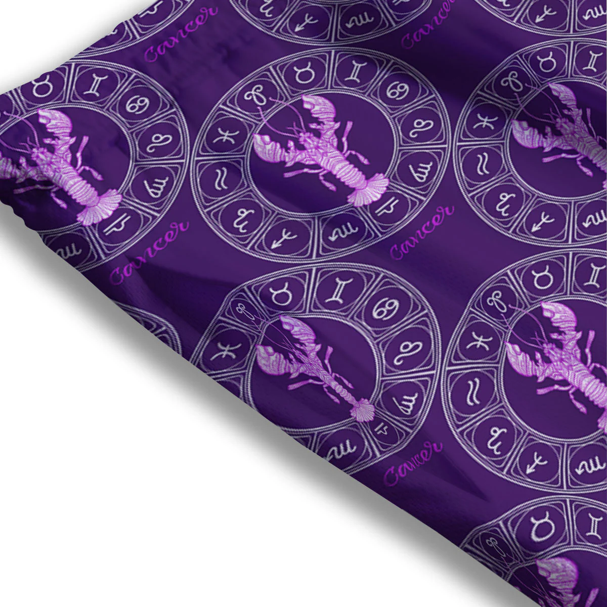 Zodiac Cancer Purple Print Pattern Mesh Shorts - Image 3