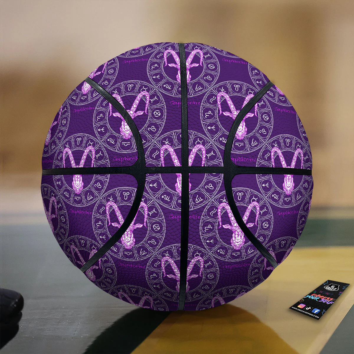 Zodiac Capricorn Purple Print Pattern Basketball
