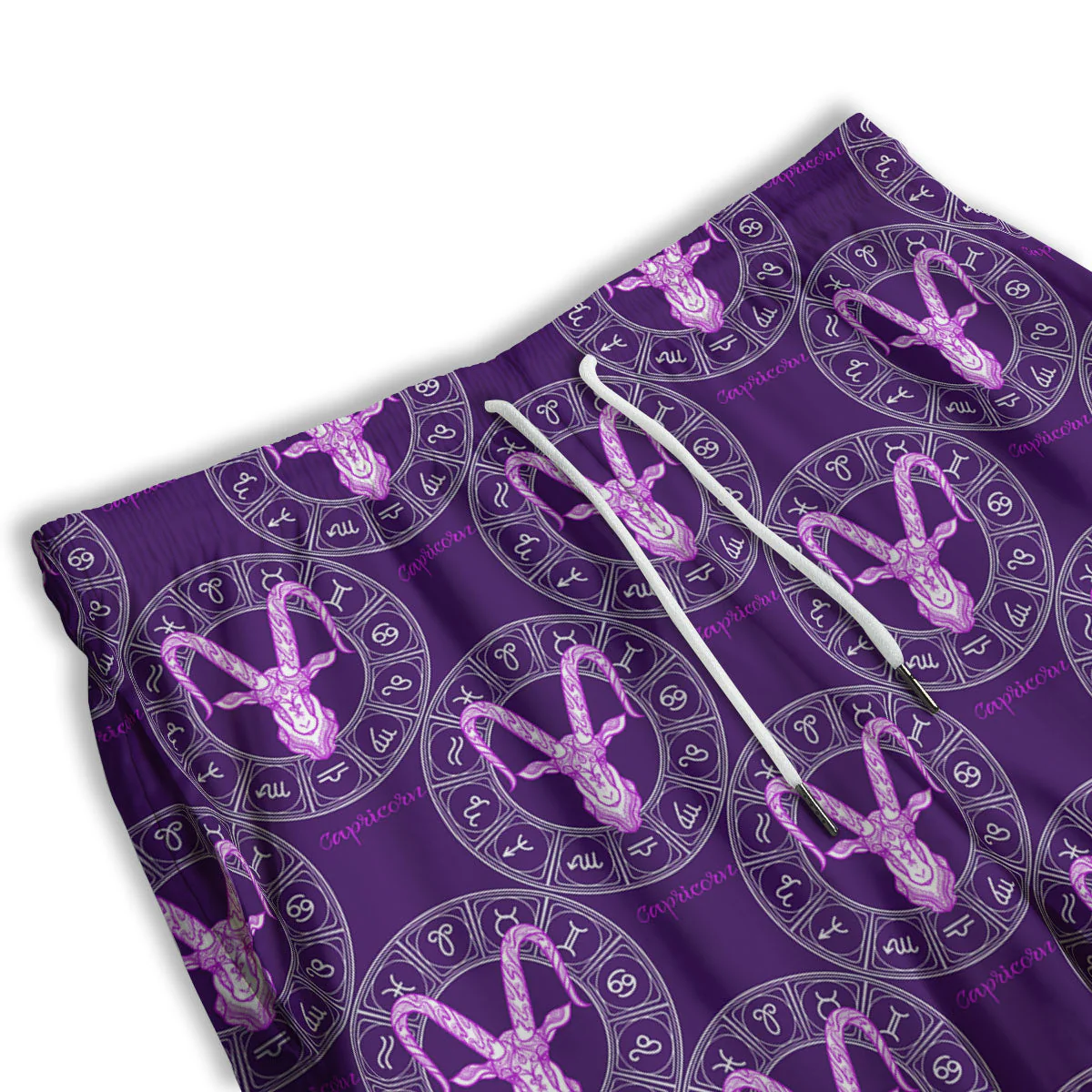 Zodiac Capricorn Purple Print Pattern Men's Athletic Shorts - Image 3