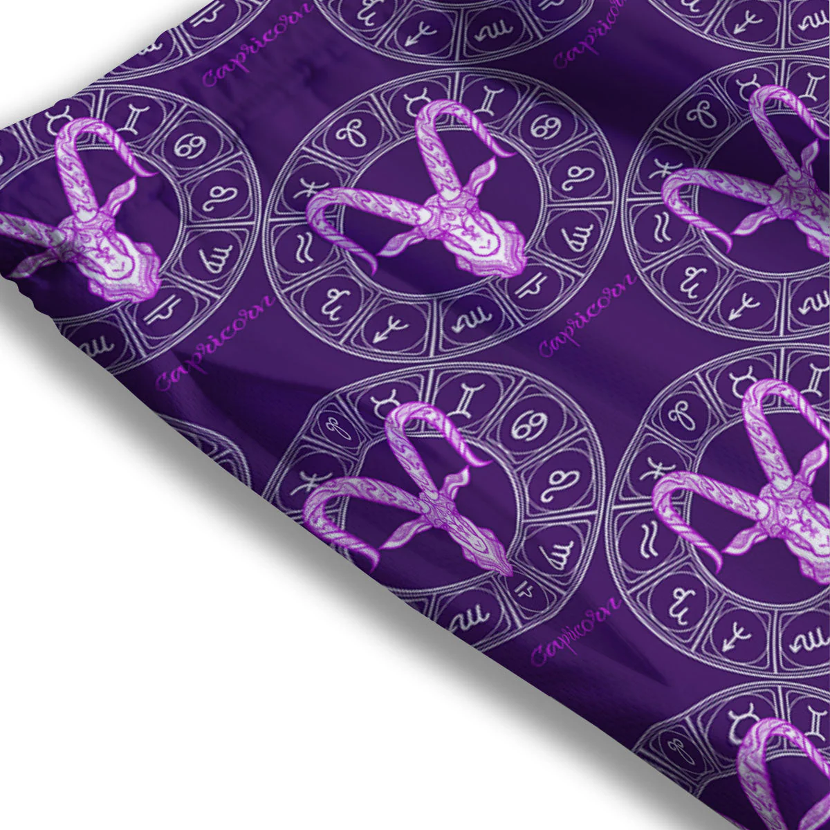 Zodiac Capricorn Purple Print Pattern Mesh Shorts - Image 3