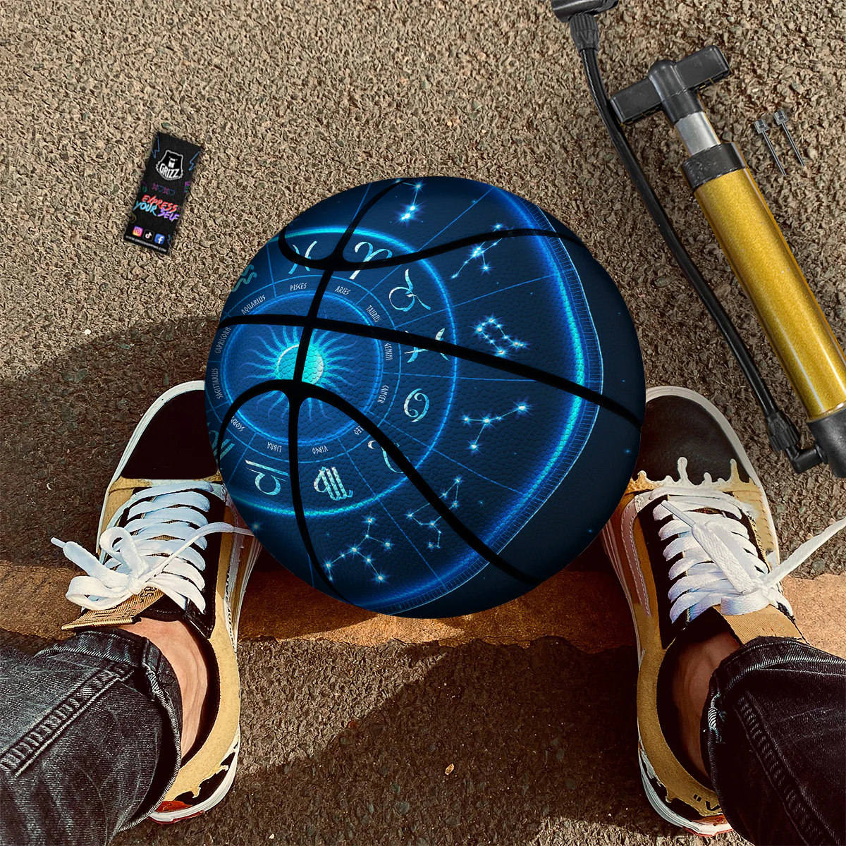 Zodiac Circle Blue Light Print Basketball - Image 2