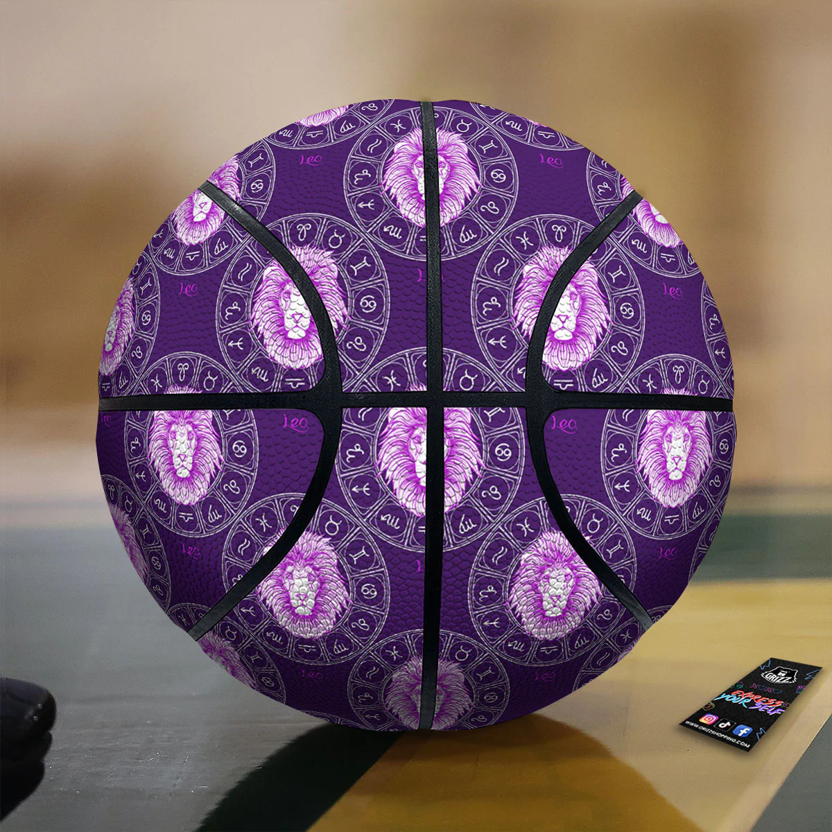 Zodiac Leo Purple Print Pattern Basketball