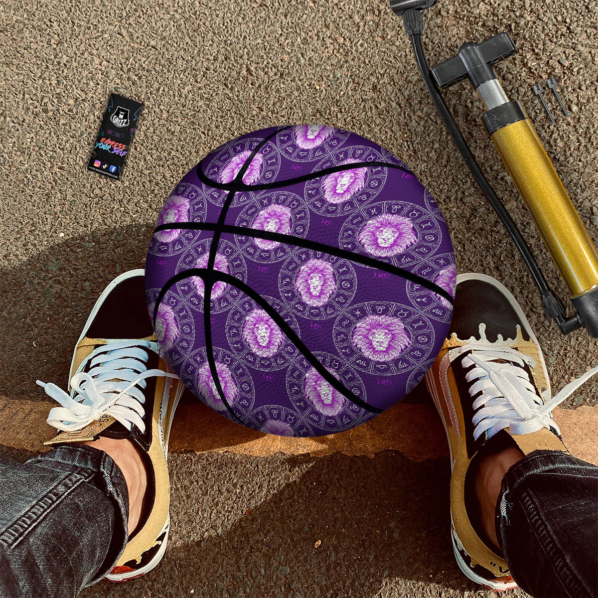 Zodiac Leo Purple Print Pattern Basketball - Image 2