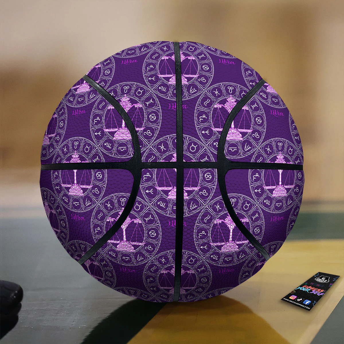 Zodiac Libra Purple Print Pattern Basketball