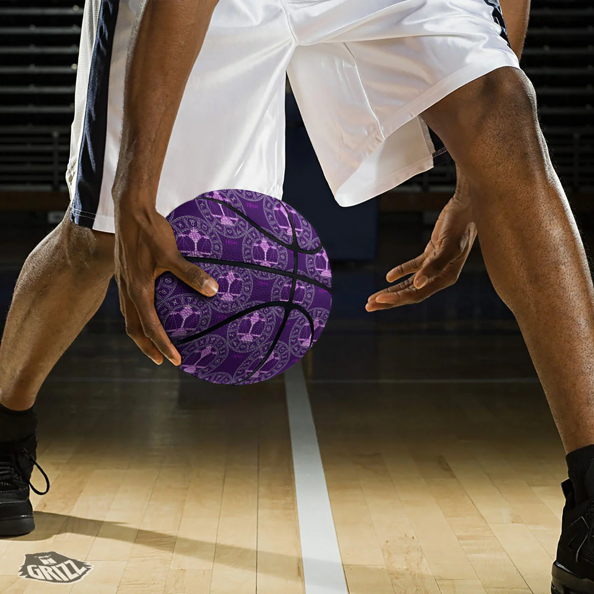 Zodiac Libra Purple Print Pattern Basketball - Image 3