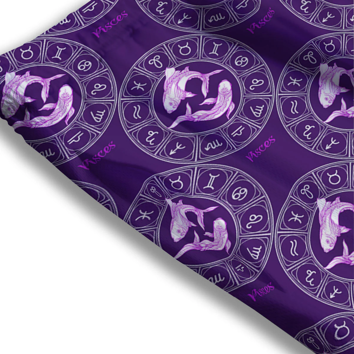 Zodiac Pisces Purple Print Pattern Mesh Shorts - Image 3