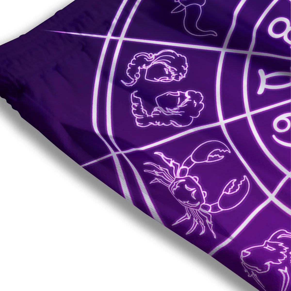 Zodiac Purple And White Signs Print Mesh Shorts - Image 3