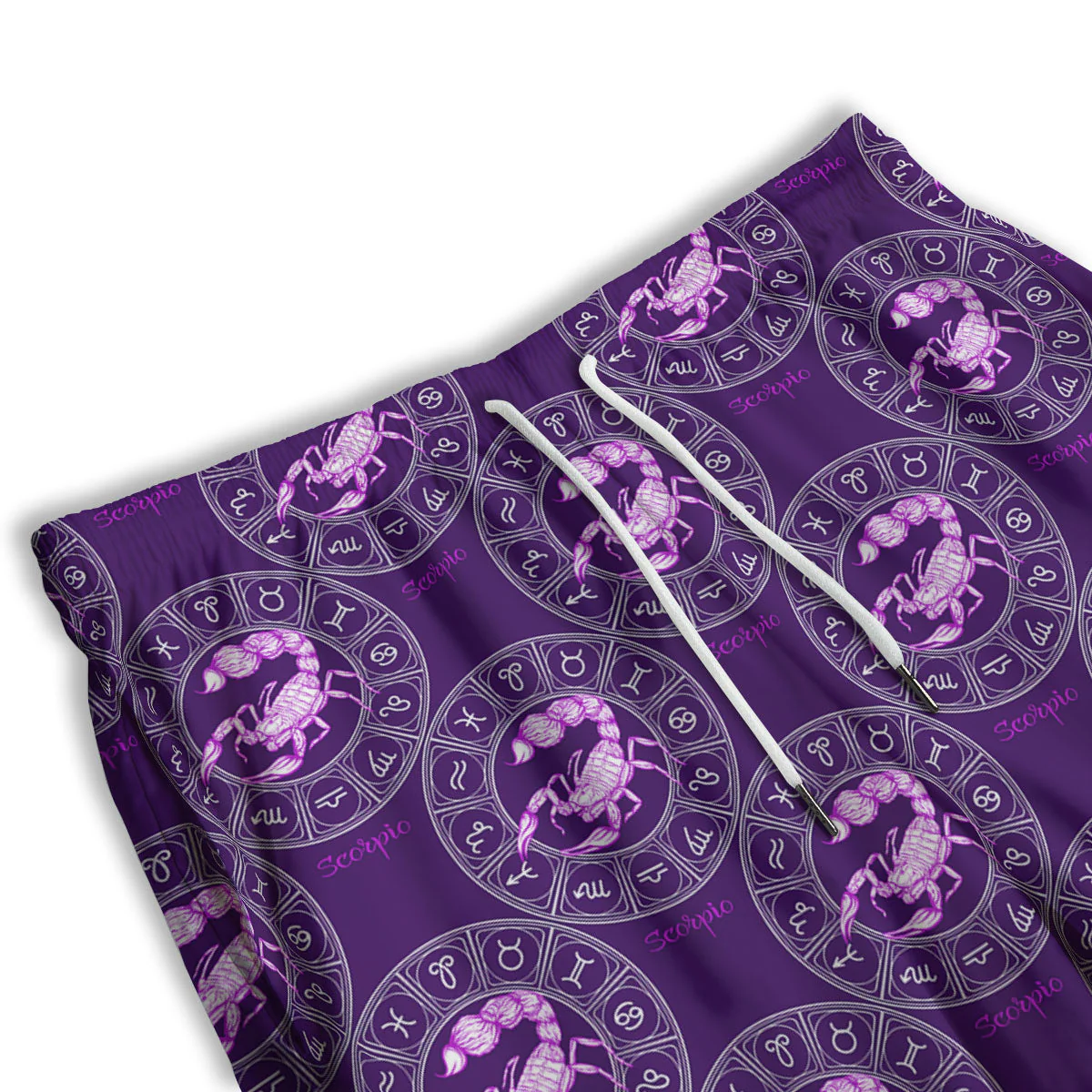 Zodiac Scorpio Purple Print Pattern Men's Athletic Shorts - Image 3