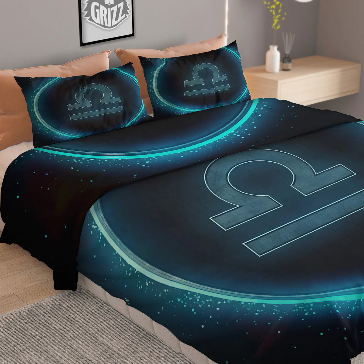 Zodiac Sign Blue Libra Print Duvet Cover Bedding Set - Image 2
