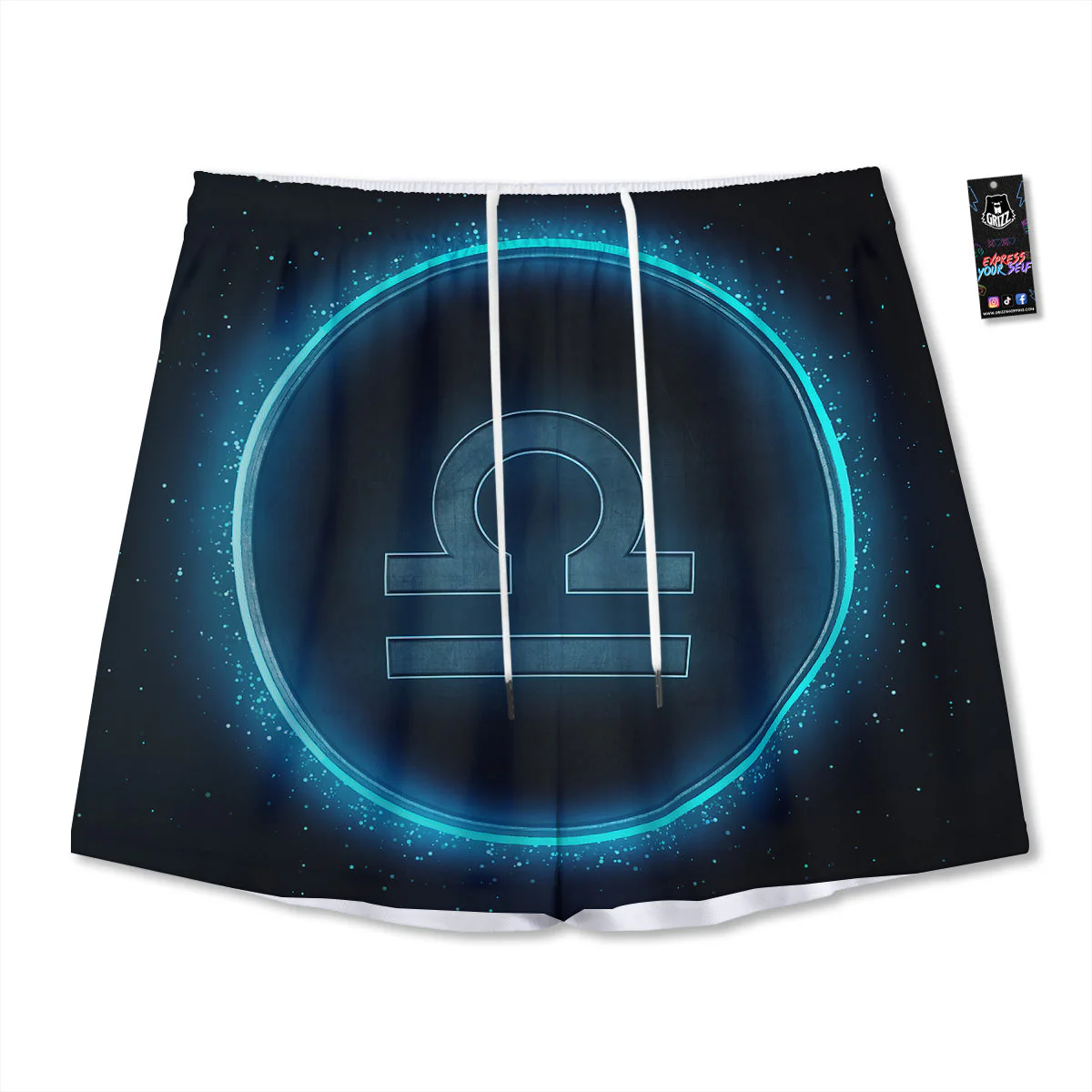 Zodiac Sign Blue Libra Print Mesh Shorts
