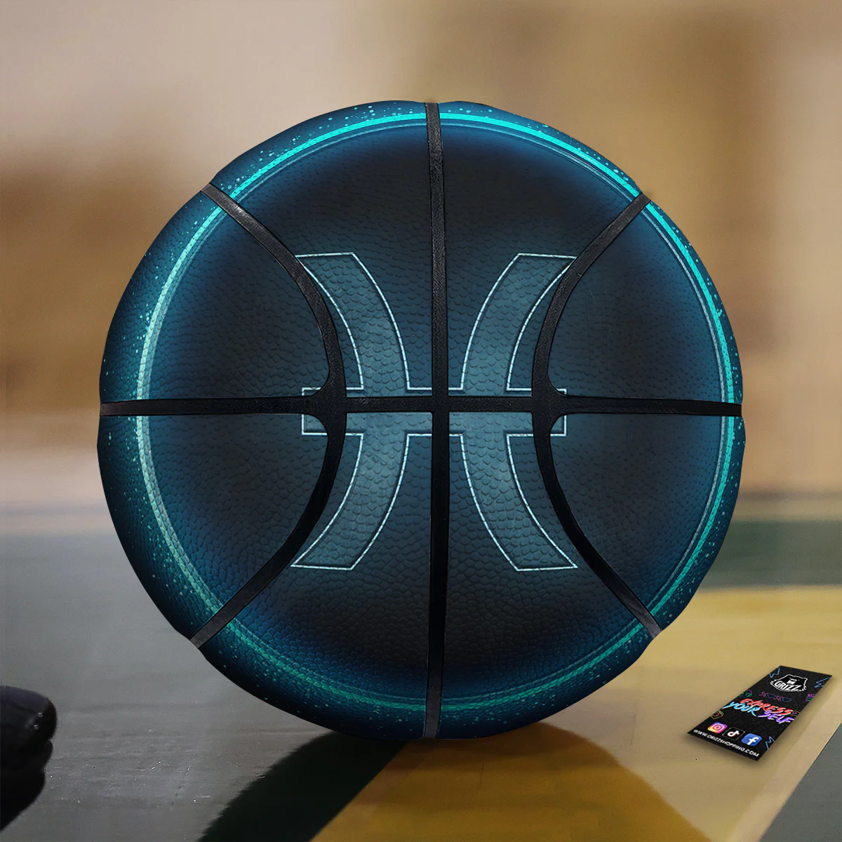 Zodiac Sign Blue Pisces Print Basketball