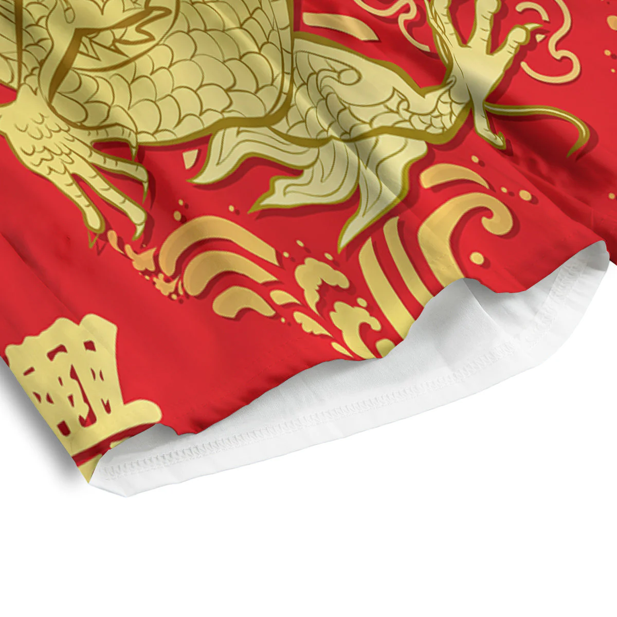 Zodiac Sign Chinese Dragon Print Men's Athletic Shorts - Image 4