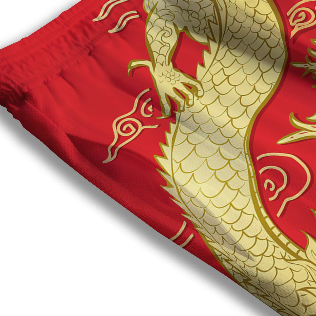 Zodiac Sign Chinese Dragon Print Mesh Shorts - Image 3