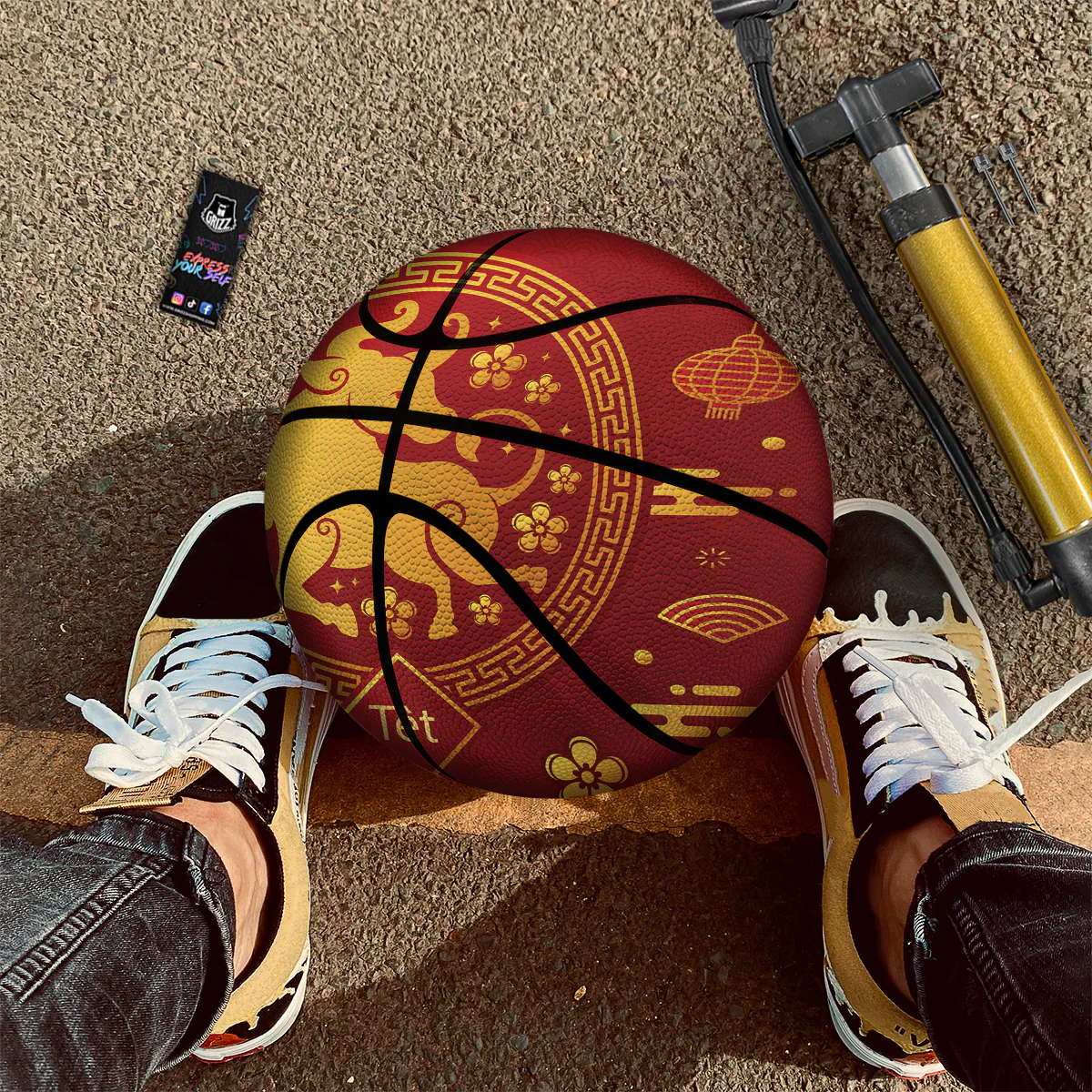 Zodiac Sign Chinese Ox Print Basketball - Image 3