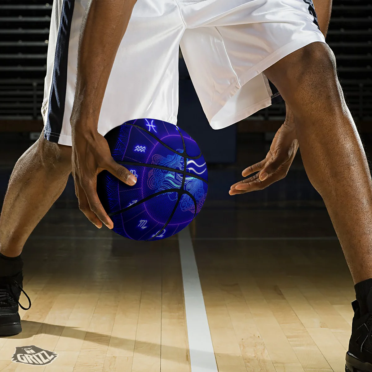 Zodiac Sign Dark Aquarius Print Basketball - Image 3