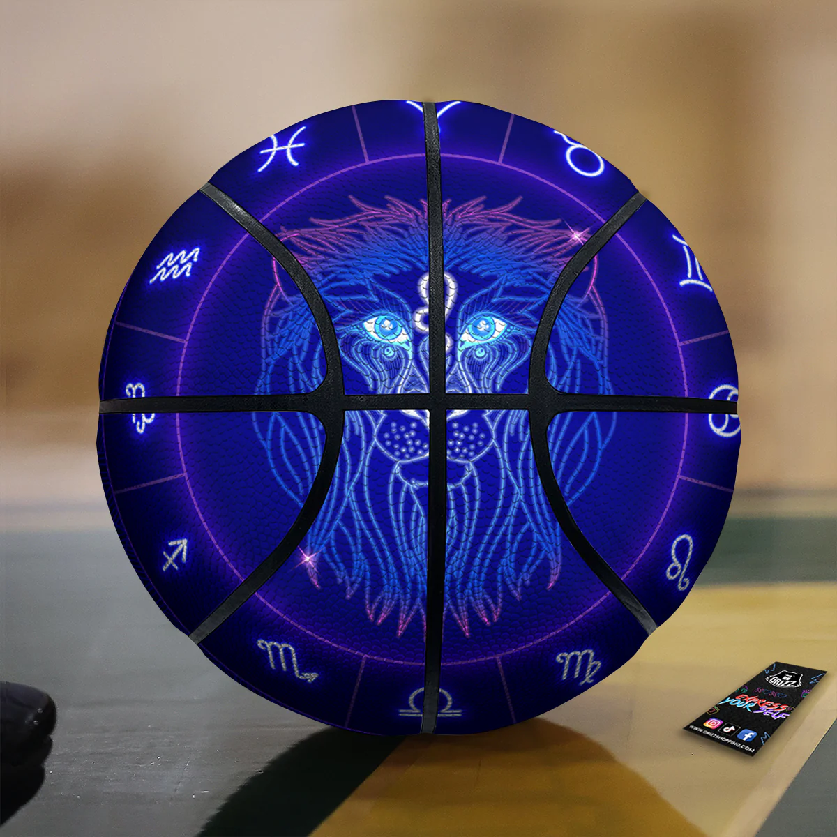 Zodiac Sign Dark Leo Print Basketball