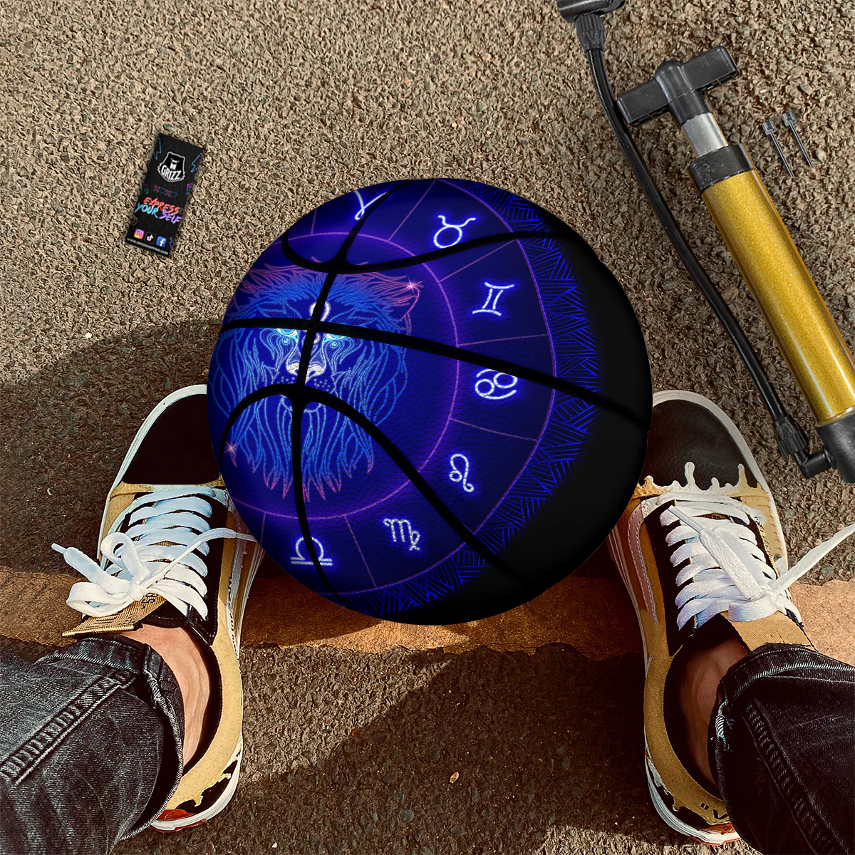 Zodiac Sign Dark Leo Print Basketball - Image 2