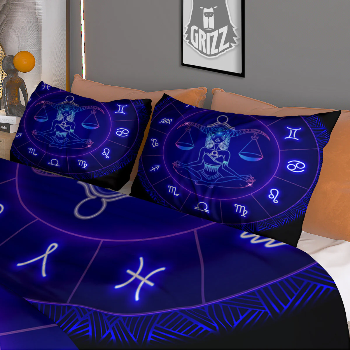 Zodiac Sign Dark Libra Print Duvet Cover Bedding Set - Image 3