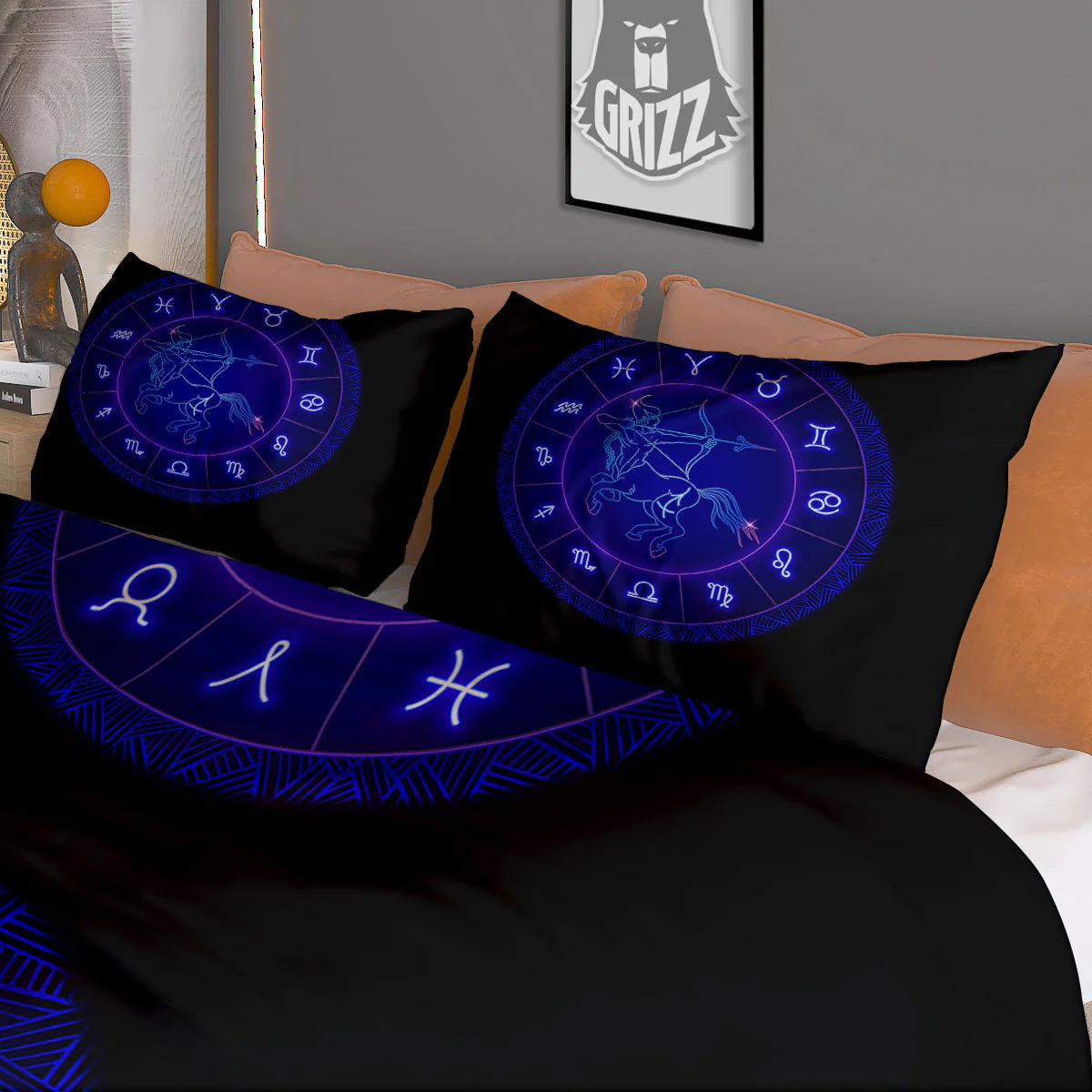 Zodiac Sign Dark Sagittarius Print Duvet Cover Bedding Set - Image 3