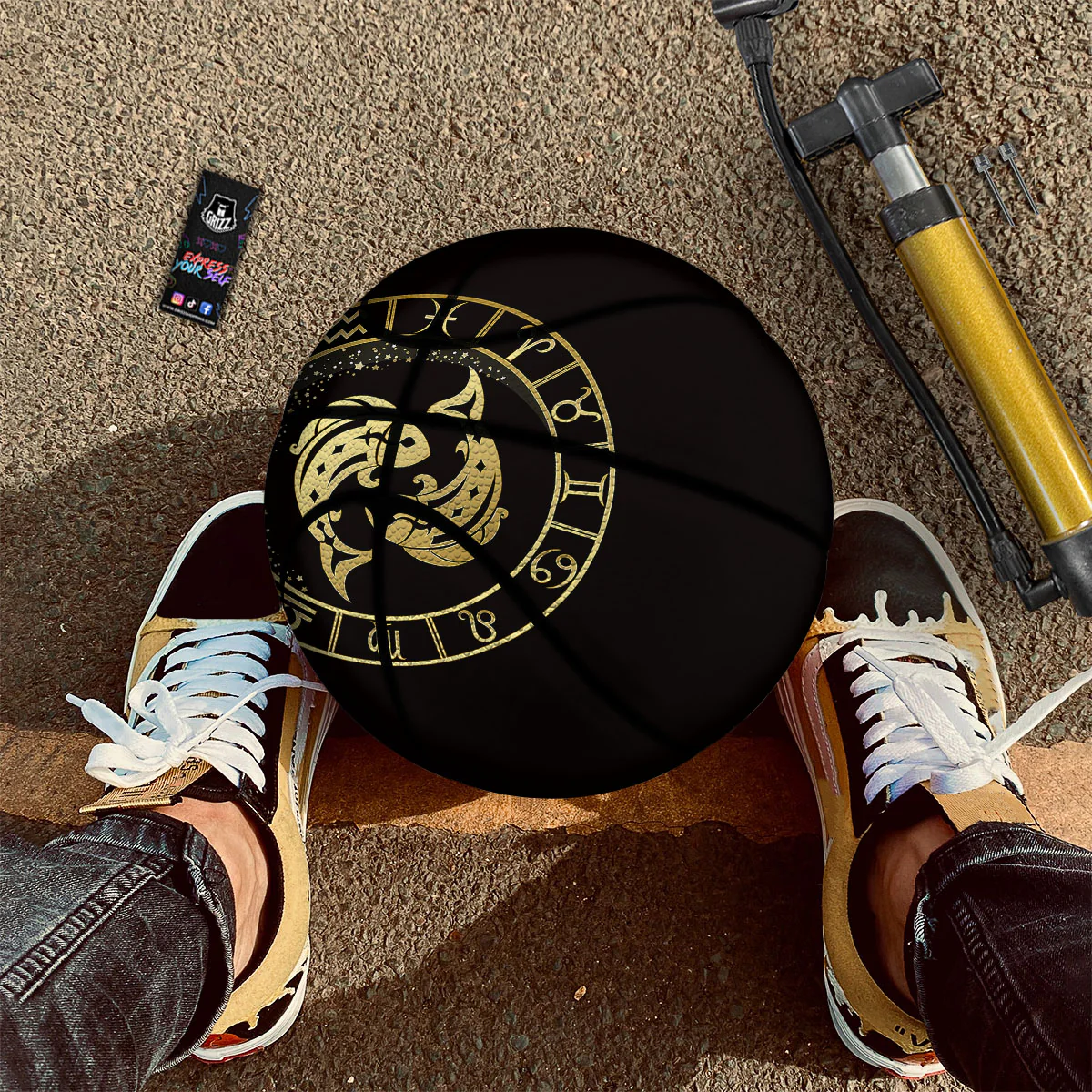 Zodiac Sign Golden Pisces Print Basketball - Image 2