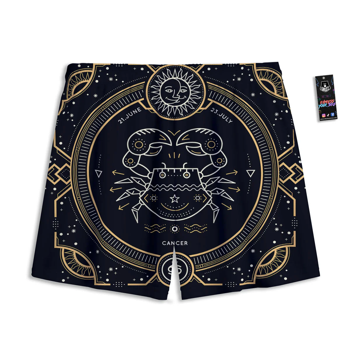Zodiac Sign Vintage Cancer Print Mesh Shorts - Image 2