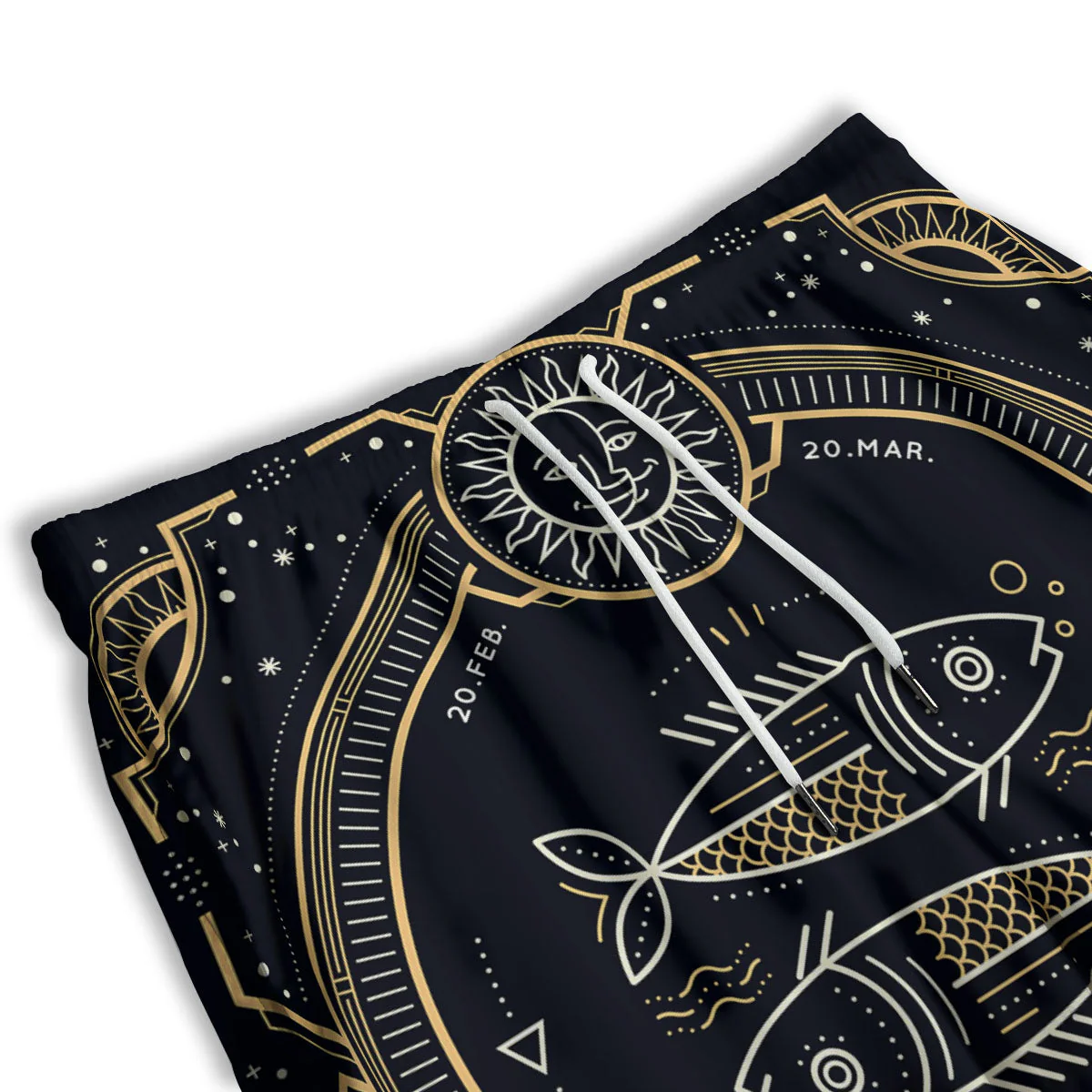 Zodiac Sign Vintage Pisces Print Men's Athletic Shorts - Image 3