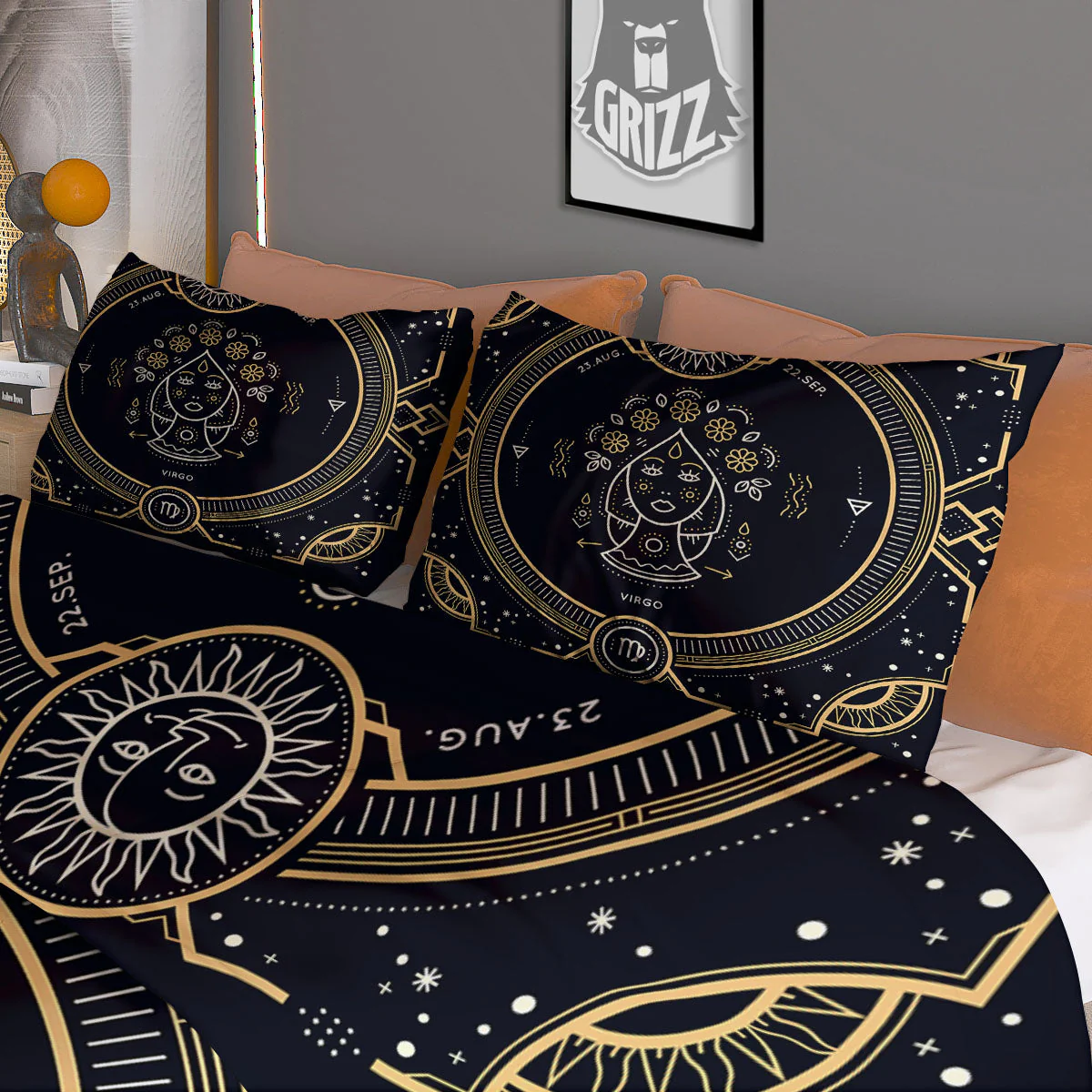 Zodiac Sign Vintage Virgo Print Duvet Cover Bedding Set - Image 3