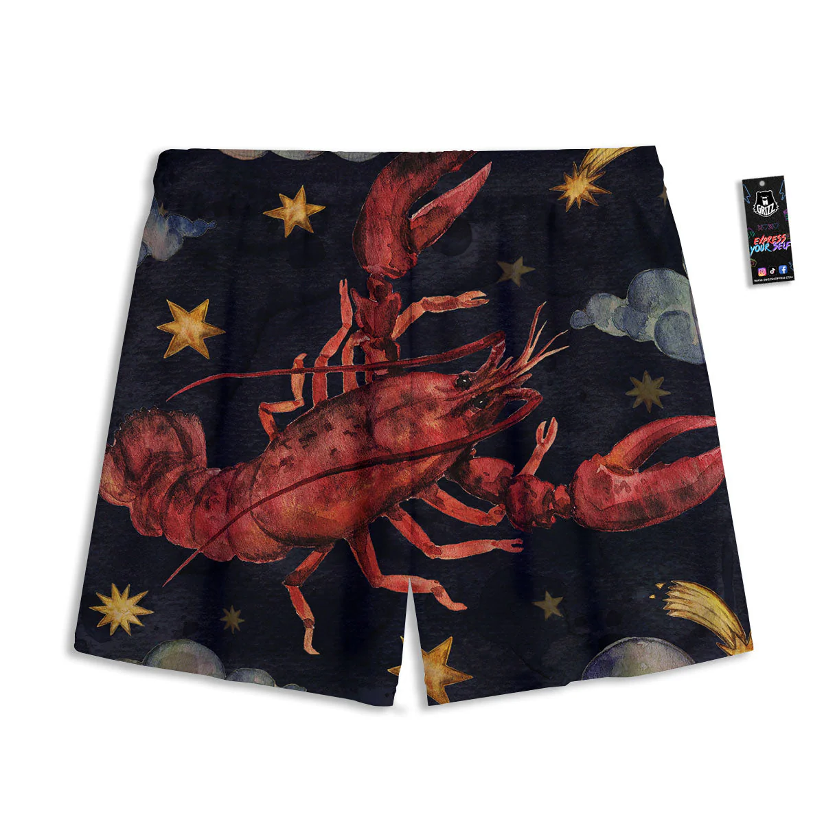 Zodiac Sign Watercolor Cancer Print Mesh Shorts - Image 2