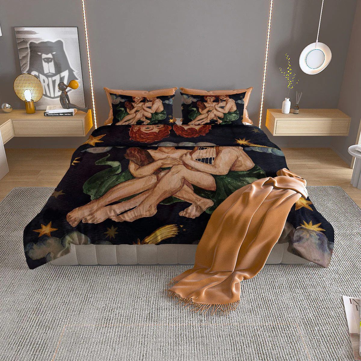 Zodiac Sign Watercolor Gemini Print Duvet Cover Bedding Set